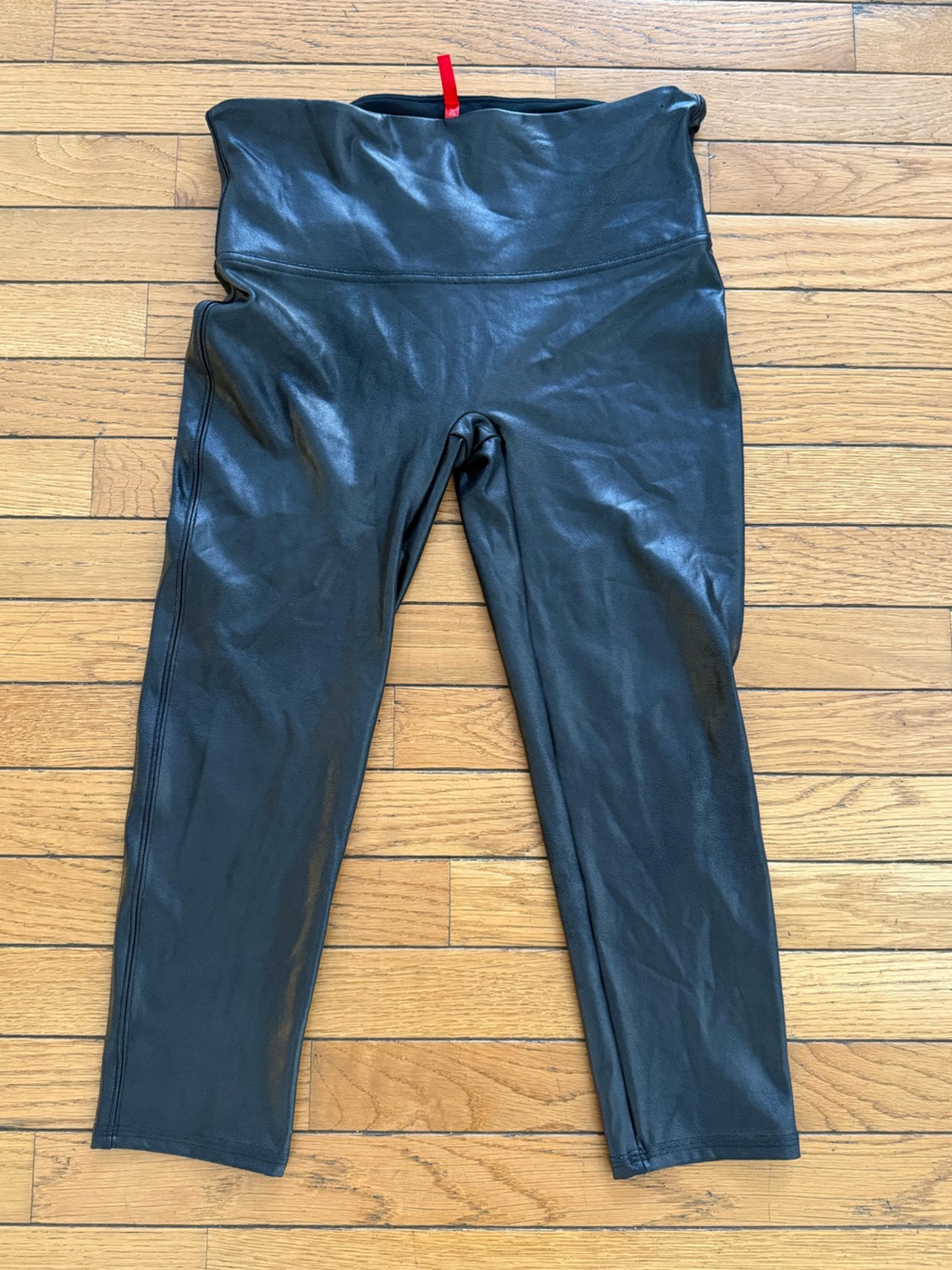 SPANX Black High-Shine Faux Leather Leggings